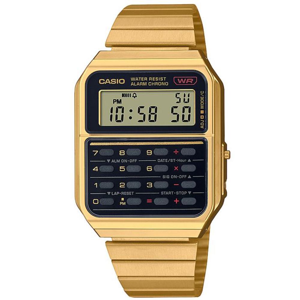 Casio Vintage Armbanduhr digital goldfarben mit Taschenrechner CA