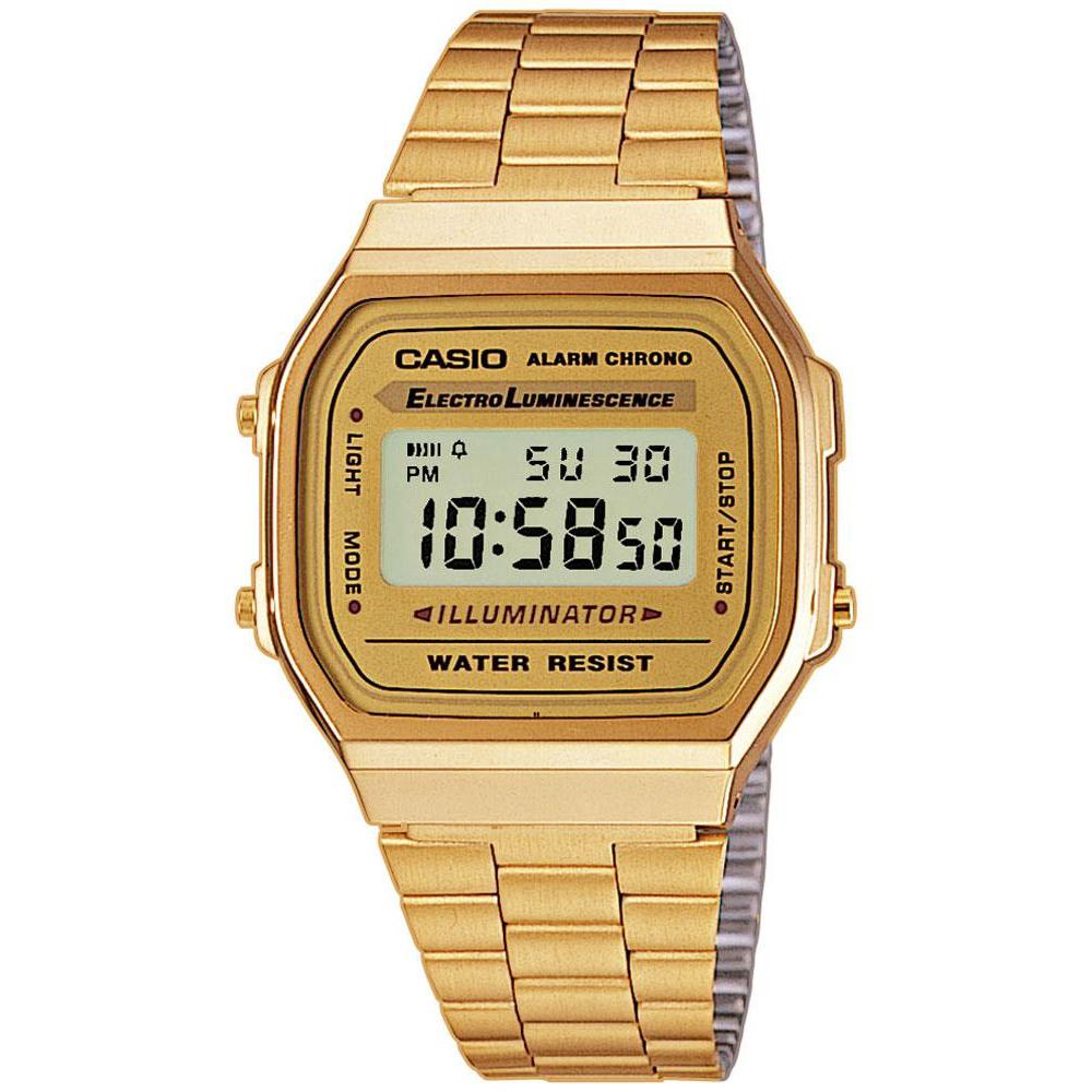 Casio Vintage Retro Digital Armbanduhr goldfarben mit Metallband A168WG-9EF