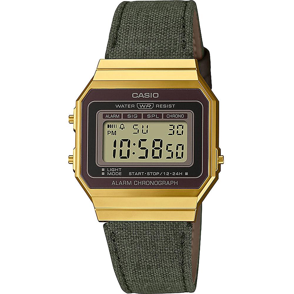 Casio Vintage sportliche Armbanduhr mit grünem Armband A700WEGL-3AEF