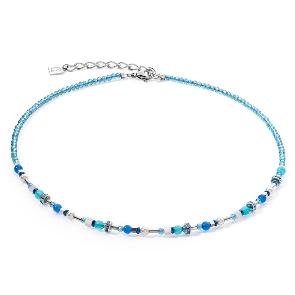 Coeur de Lion Halskette Edelstahl blau gefärbter Amazonit Achat 4352/10-0600