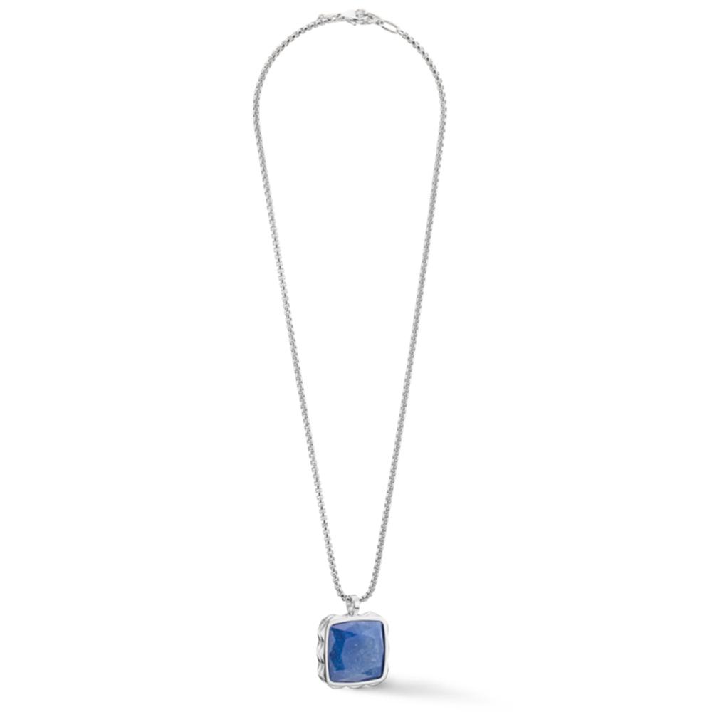 Coeur de Lion Halskette Edelstahl mit Anhänger mit blauem Stein 1200/10-0717