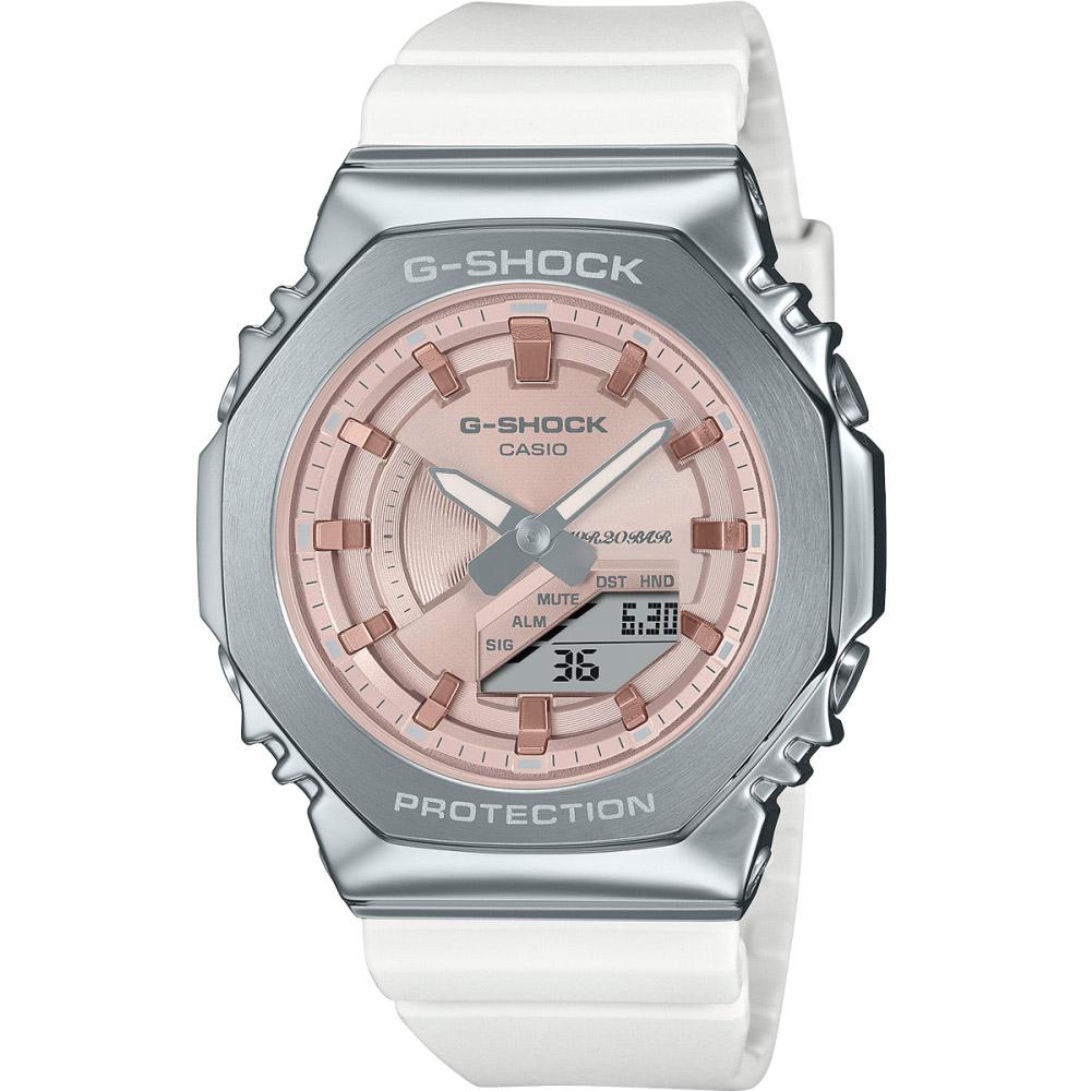 Casio G-SHOCK Armbanduhr analog digital weiss silberfarben rosa GM-S2100WS-7AER