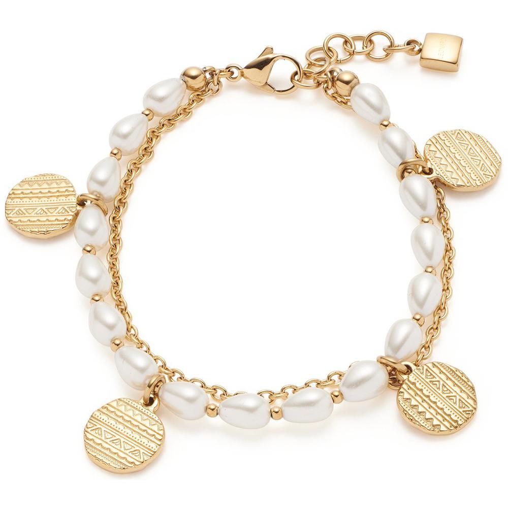 Leonardo Armband Ava mit Perlen und Plättchen IP gold