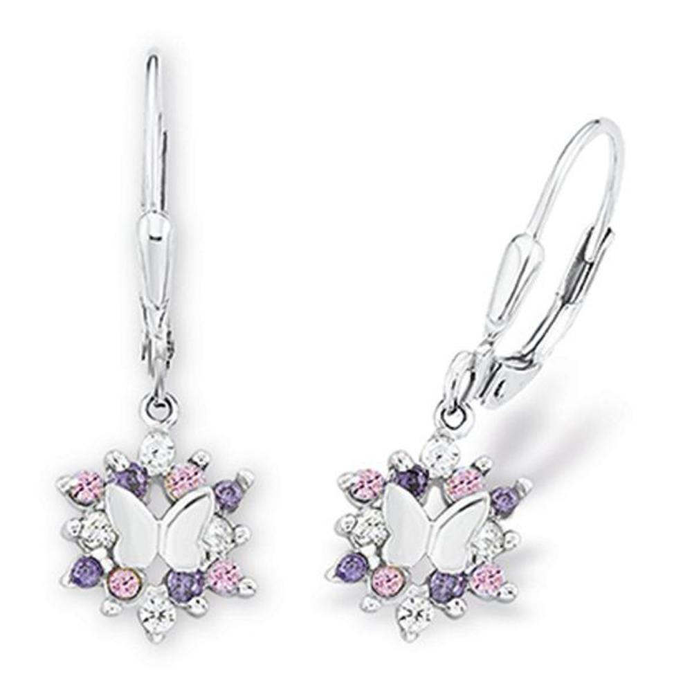 Zirkonia 925 rosa Silber Ohrringe mit 9245703 lila Kinder Lillifee Schmetterling