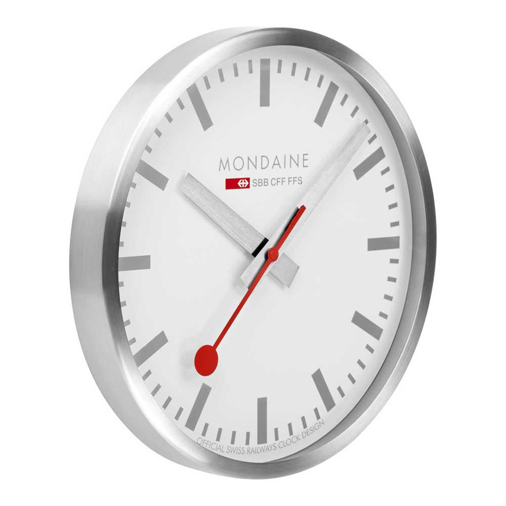 Mondaine Wanduhr silber mit rotem Sekundenzeiger 40 cm A995.Clock.17SBV