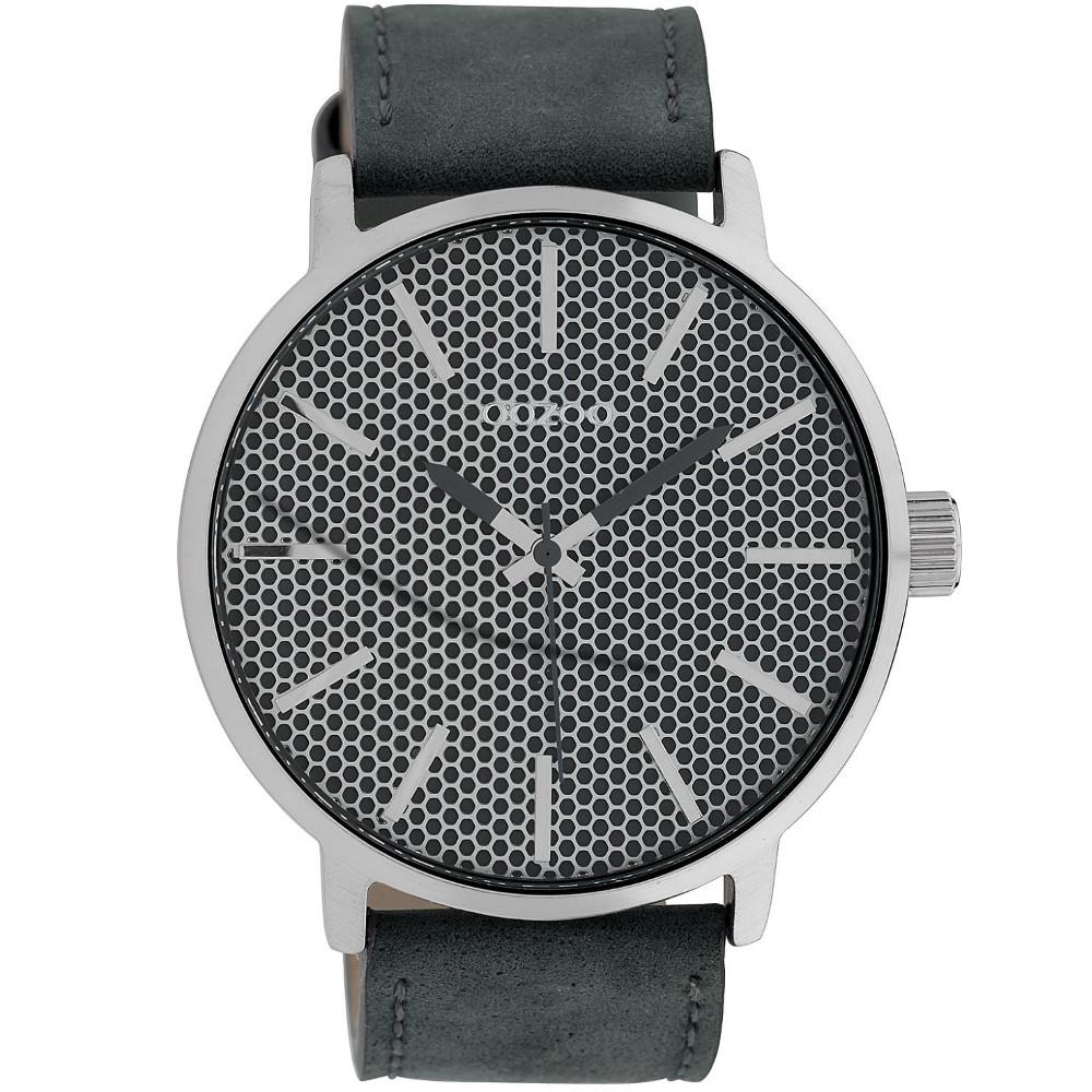 OOZOO Armbanduhr grau mit Lederband C10038