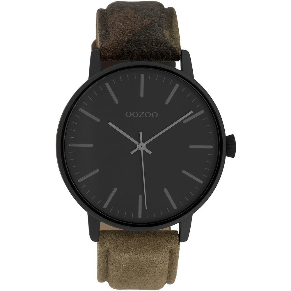 OOZOO Armbanduhr schwarz mit Lederband C10043