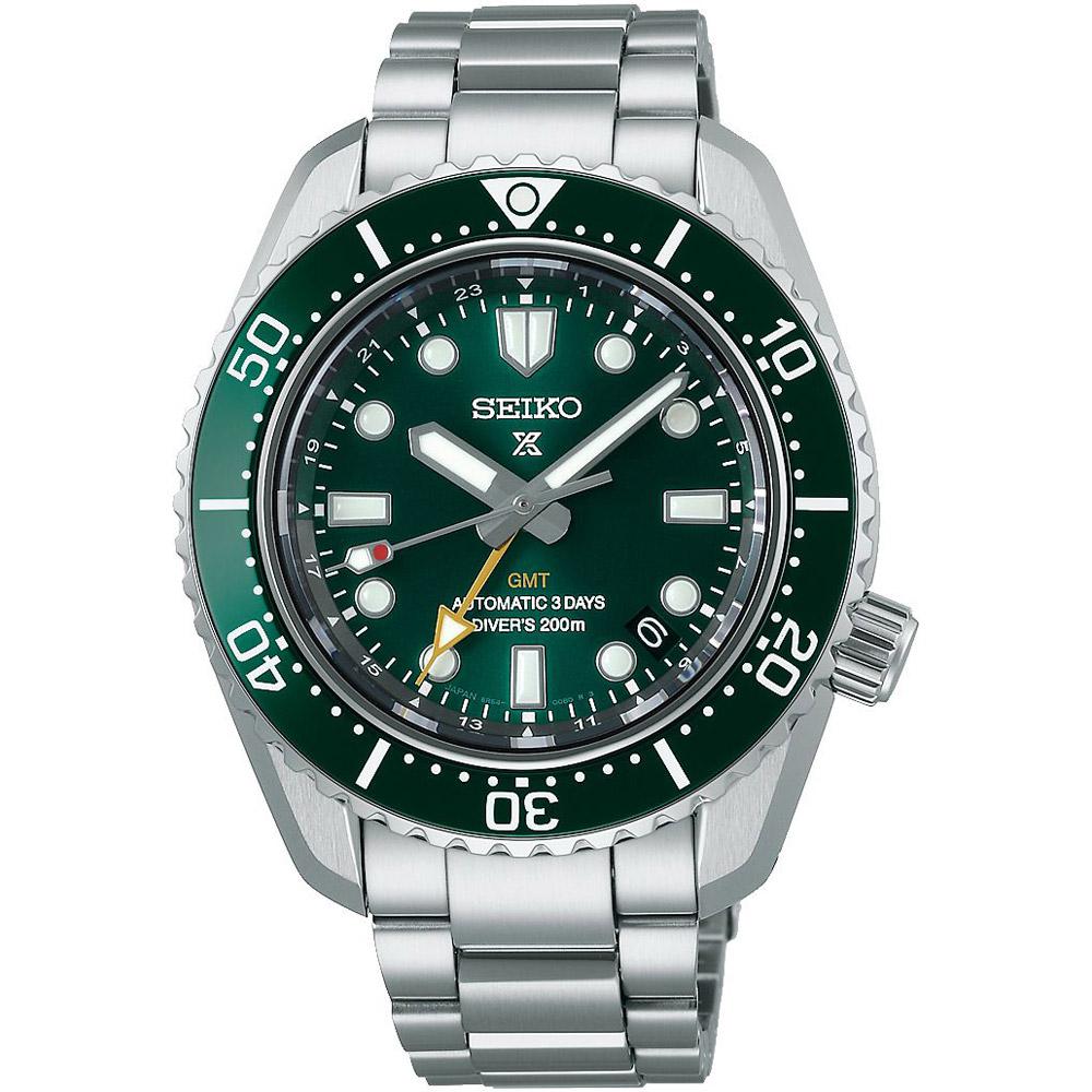 Seiko Prospex Automatik GMT Divers silberfarben mit grünen Zifferblatt SPB381J1