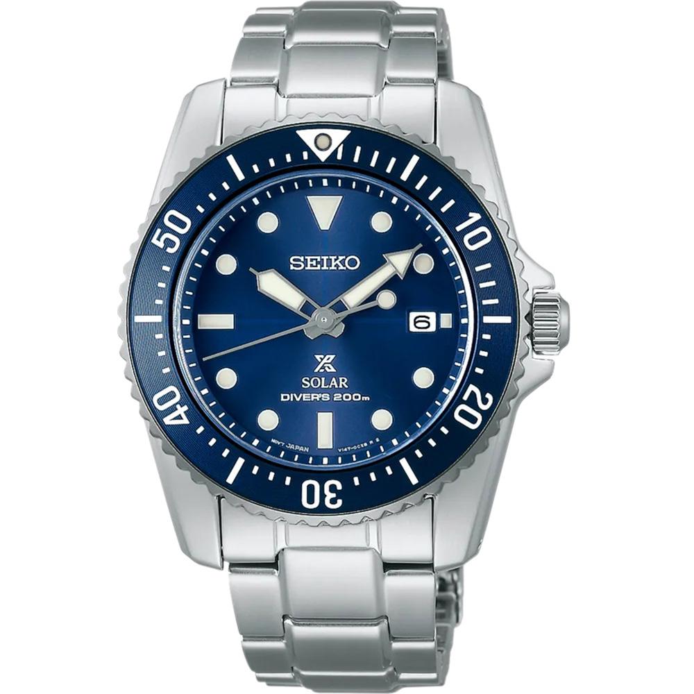 Seiko Prospex Solar Herrenuhr Sea Diver Mid-Size blau silberfarben Edelstahlband SNE585P1