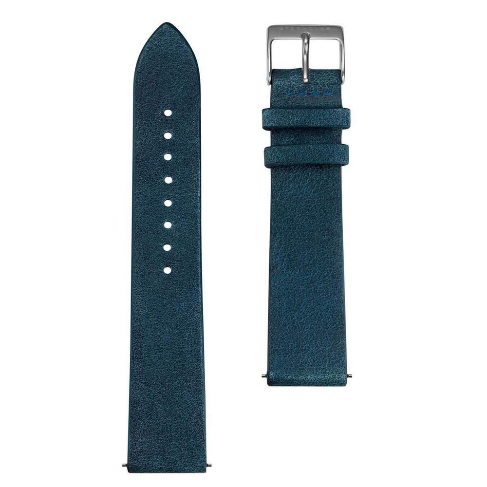 STERNGLAS Leder-Band Vintage nachtblau mit silberfarbener Schließe 20 mm S03-VI13
