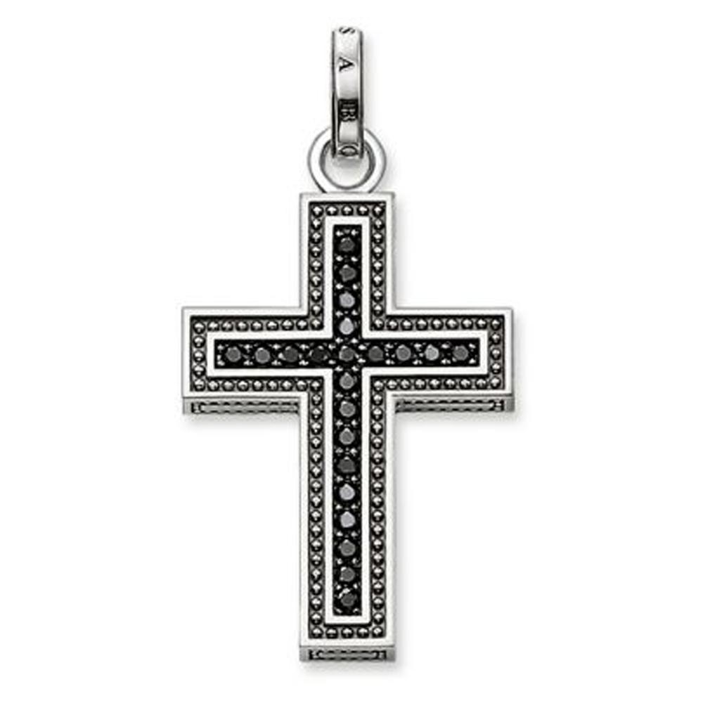 Thomas Sabo Anhänger schwarzes Kreuz Pavè Silber 925 mit schwarzen Zirkonias PE530-051-11