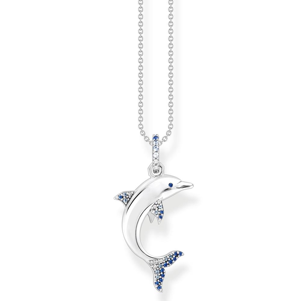Thomas Sabo Halskette Delfin KE2144-644-1-L45V Silber 925 blauen Steinen mit