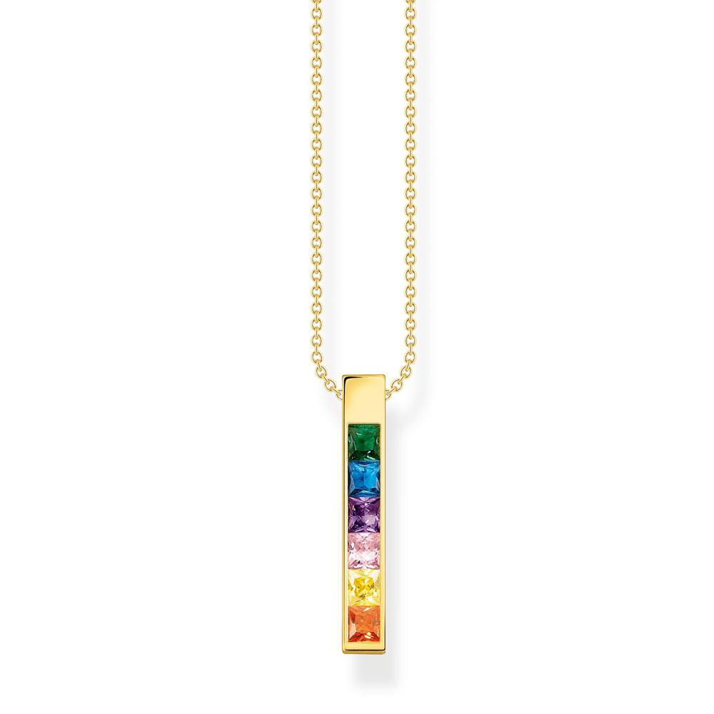 Thomas Sabo Halskette Rainbow Heritage bunte Steine Silber 925 vergoldet KE2113-971-7-L45V