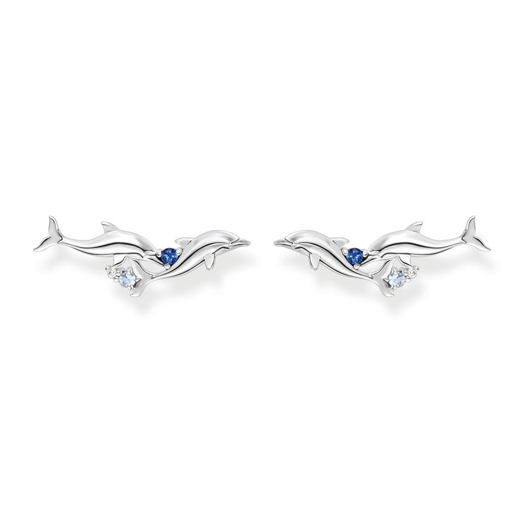 Ohrringe mit blauen Ear H2232-644-1 Sabo Delfine Climber Thomas Silber Steinen