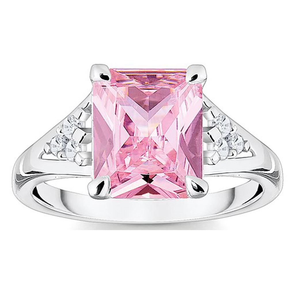 Thomas Sabo Ring mit rosafarbenem Stein  Gr. 56 Silber 925 TR2362-051-9-56