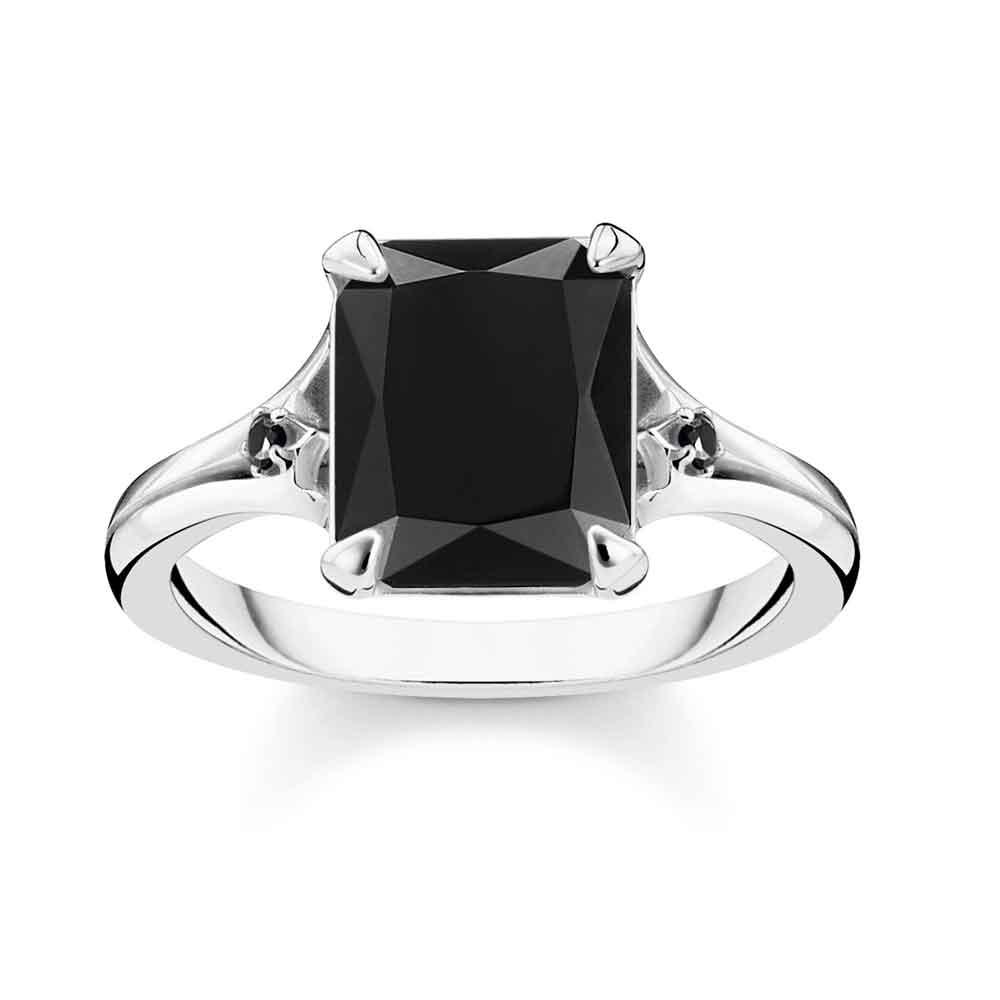 925 Silber Ring mit schwarzem Stein