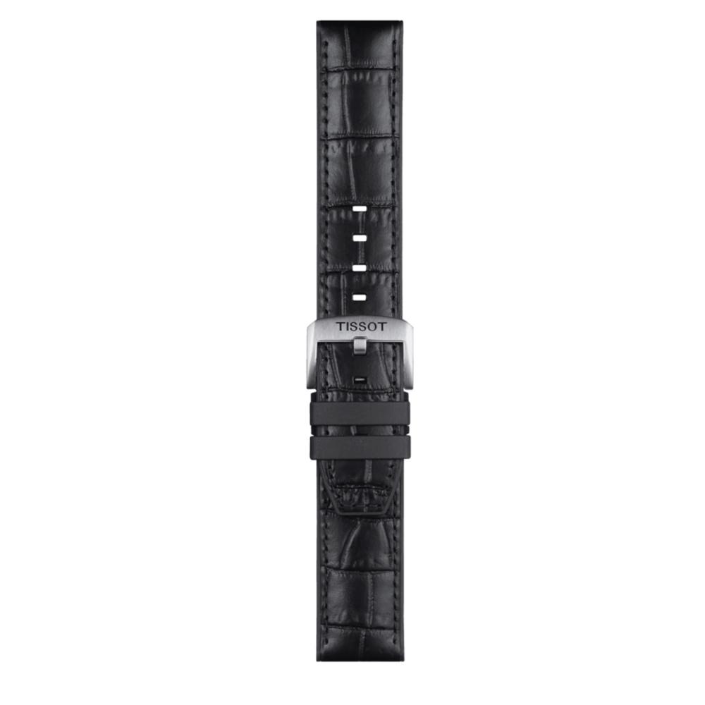 Tissot Leder-Band schwarz genarbt mit silberfarbener Schließe 22 mm T852.046.761