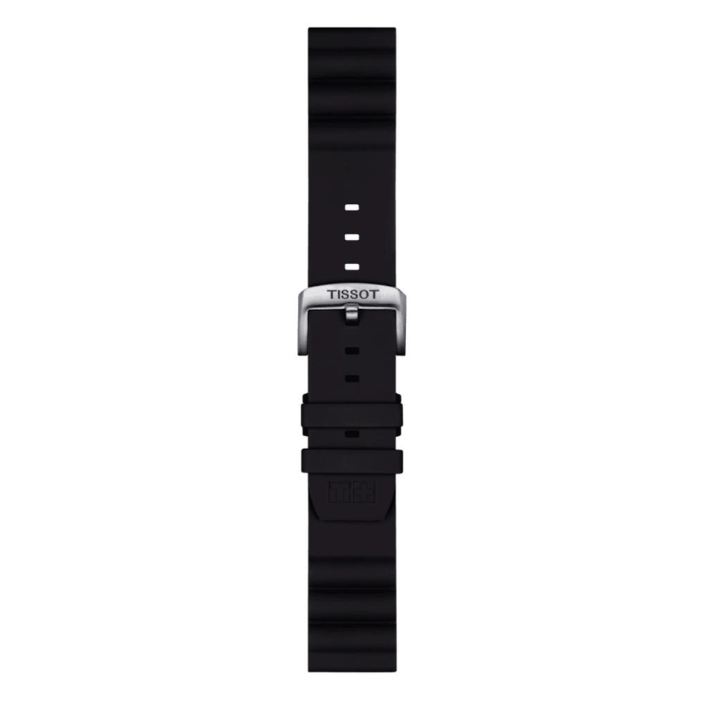 Tissot Silikon-Band schwarz mit silberfarbener Schließe 22 mm T852.047.179