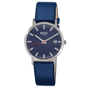 Boccia Armbanduhr Titan mit blauem Lederband 3670-02