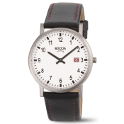 Boccia Armbanduhr Titan mit schwarzem Lederband 3662-01