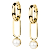 Ernstes Design Creolen Einh&auml;nger mit S&uuml;sswasserperle Edelstahl goldfarben E690