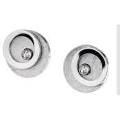 Ernstes Design Ohrstecker rund matt Edelstahl IP mit Brillant  E594