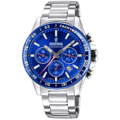 Festina Herrenuhr Chronograph mit Edelstahlband blau F20560/3