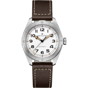 HAMILTON Khaki Field Expedition Automatik 41mm silberfarben weiss Lederband braun H70315510