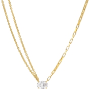 SIF JAKOBS Kette Ellisse Uno Silber 925 18K vergoldet mit weissem Zirkonia SJ-N2331-CZ-YG