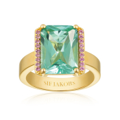 SIF JAKOBS Ring Roccanova Silber 925 vergoldet mit t&uuml;rkisem Stein Gr. 58 SJ-R42267-TQPK-YG-58