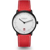 STERNGLAS Armbanduhr NAOS Edition Bauhaus III Lederband rot Limited S01-NAB15-CA02