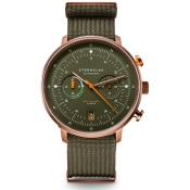 STERNGLAS Hamburg Chronograph Mecha Quarz Werk Bronze olive Nylonband S01-HC35-FI05